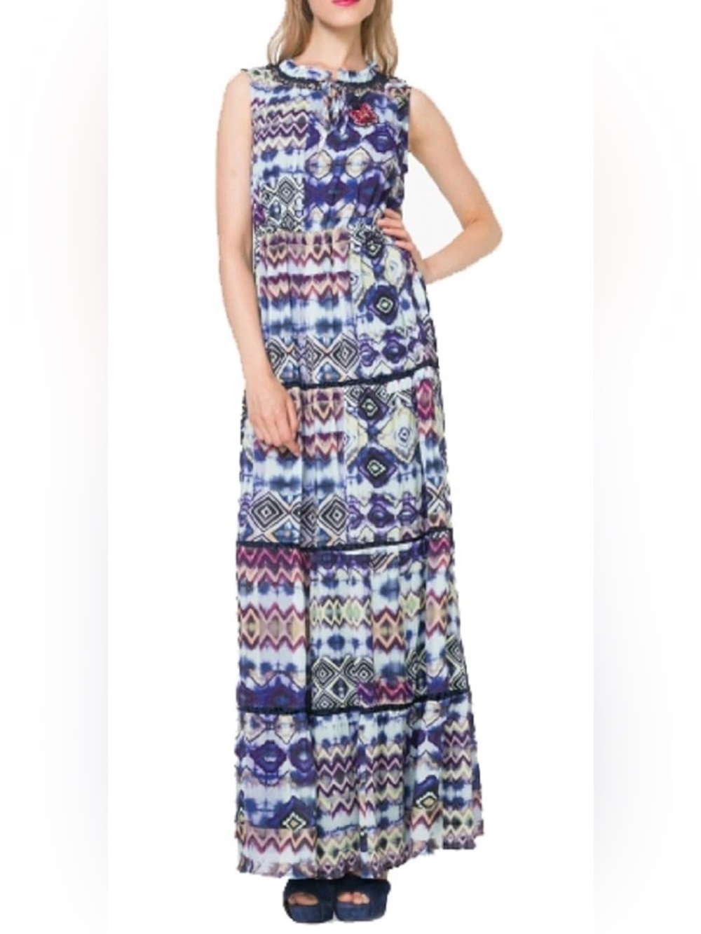 Desigual Multicolor Geometric Patterned Maxi - Size 40/8